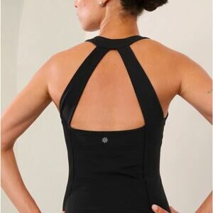 Athleta Medium Transcend Built In Bra Tank Top Black Activewear